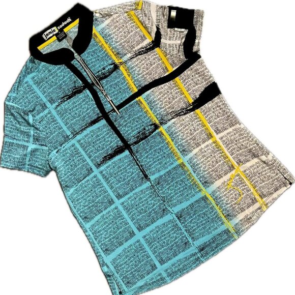 Jamie Sadock Tops - Jamie Sadock 1/4 Zip Slinky Pullover Woman's Short Sleeve Golf Shirt SZ M